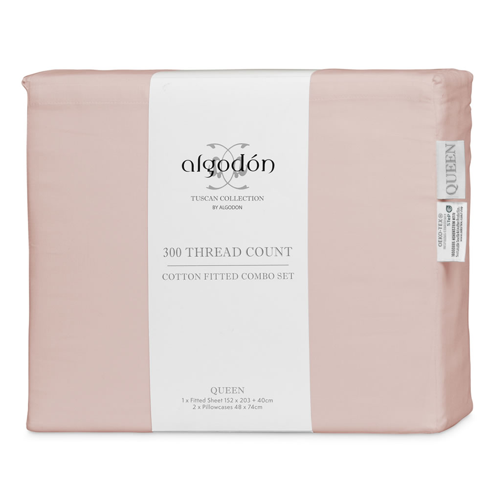 300TC Cotton Fitted Combo Set Algodon Blush Pink - Image 4