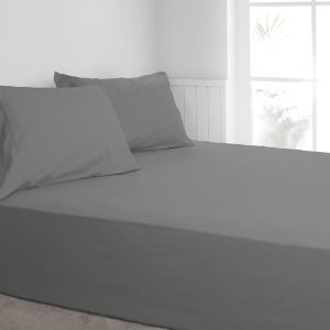 300TC Cotton Fitted Combo Set Algodon Charcoal Grey