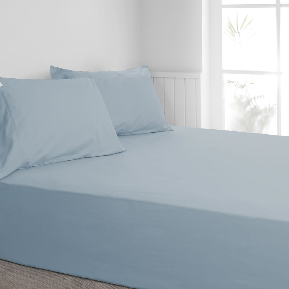 300TC Cotton Fitted Combo Set Algodon Faded Denim Blue