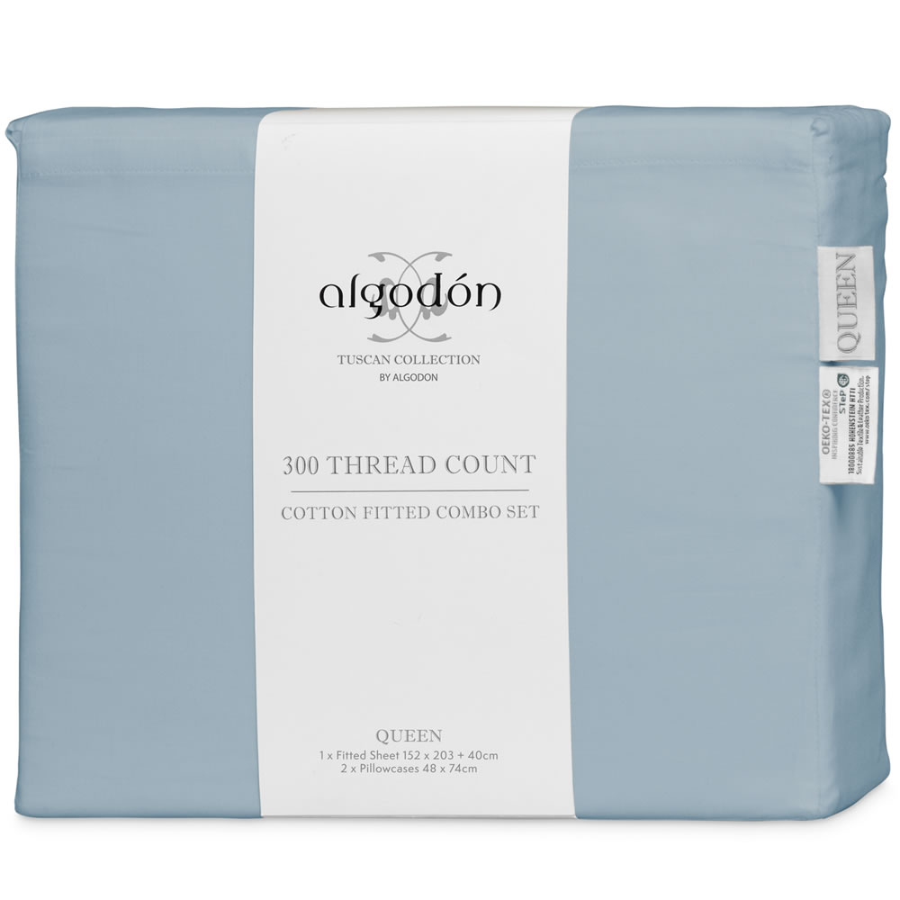 300TC Cotton Fitted Combo Set Algodon Faded Denim Blue - Image 4