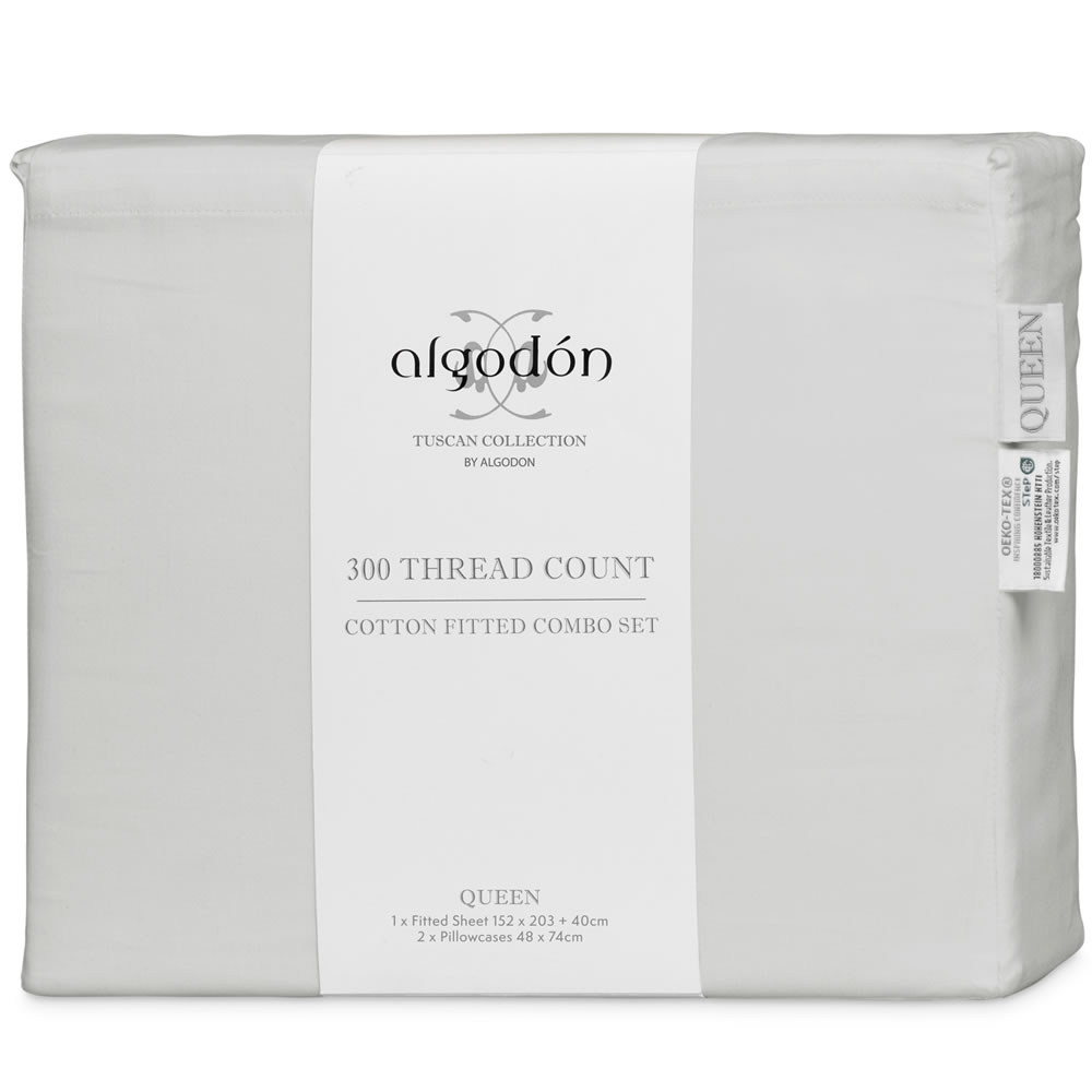 300TC Cotton Fitted Combo Set Algodon Silver Grey - Image 4