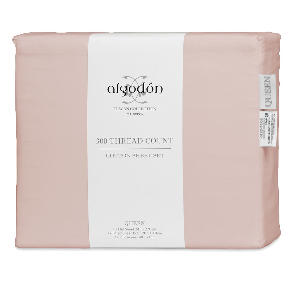 300TC Cotton Sheet Set Algodon Blush Pink - Image 5